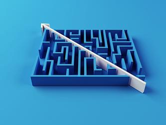 straight arrow pointing through complicated maze